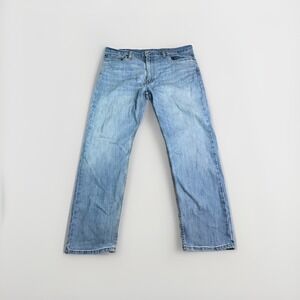 Levis 502 Jeans Mens 38x32 Blue Denim Tapered Leg Stretch Medium Wash Blue